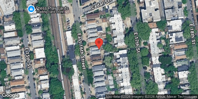 Aerial map of 1349 EAST 16 STREET, Brooklyn
