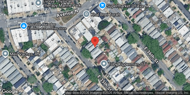 Aerial map of 1517 EAST 35 STREET, Brooklyn