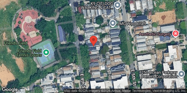 Aerial map of 1317 EAST 4 STREET, Brooklyn