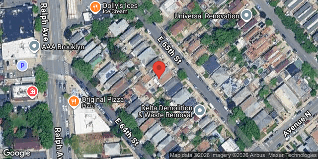 Aerial map of 1346 EAST 65 STREET, Brooklyn