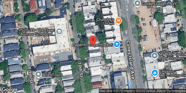 Aerial map of 1135 EAST 10 STREET, Brooklyn