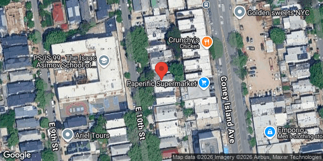 Aerial map of 1133 EAST 10 STREET, Brooklyn