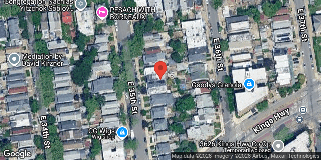 Aerial map of 1321 EAST 35 STREET, Brooklyn
