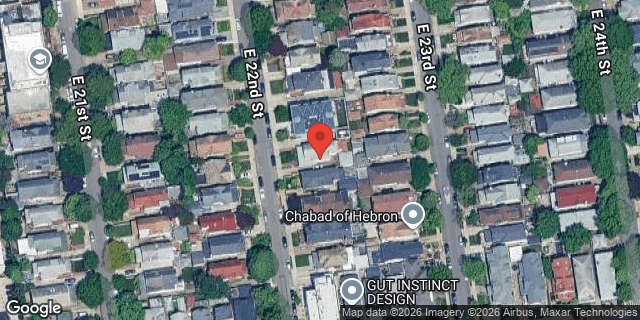 Aerial map of 1229 EAST 22 STREET, Brooklyn