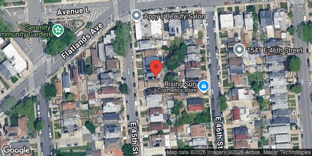 Aerial map of 1553 EAST 45 STREET, Brooklyn