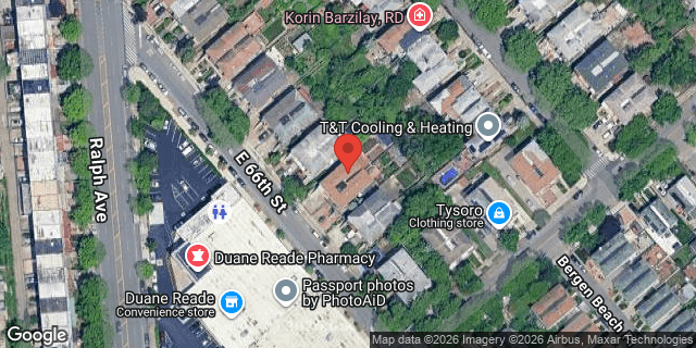 Aerial map of 1239 EAST 66 STREET, Brooklyn