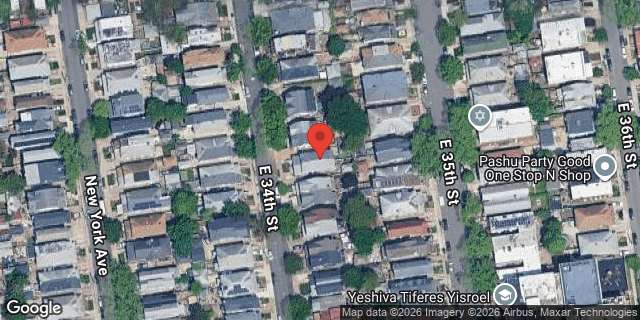 Aerial map of 1303 EAST 34 STREET, Brooklyn