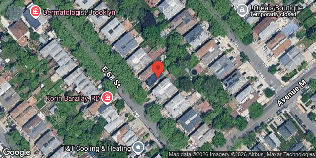 Aerial map of 1251 EAST 68 STREET, Brooklyn