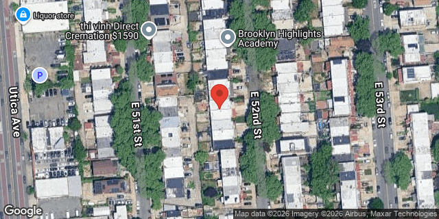 Aerial map of 1424 EAST 52 STREET, Brooklyn