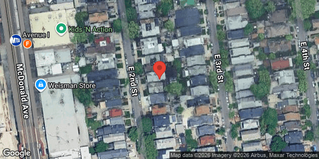 Aerial map of 1049 EAST 2 STREET, Brooklyn