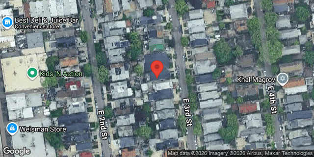 Aerial map of 1058 EAST 3 STREET, Brooklyn