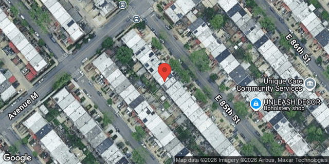 Aerial map of 1322 EAST 85 STREET, Brooklyn