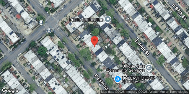 Aerial map of 1325 EAST 85 STREET, Brooklyn