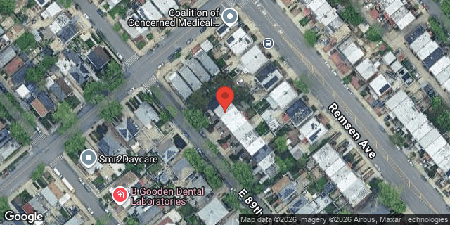 Aerial map of 1317 EAST 89 STREET, Brooklyn