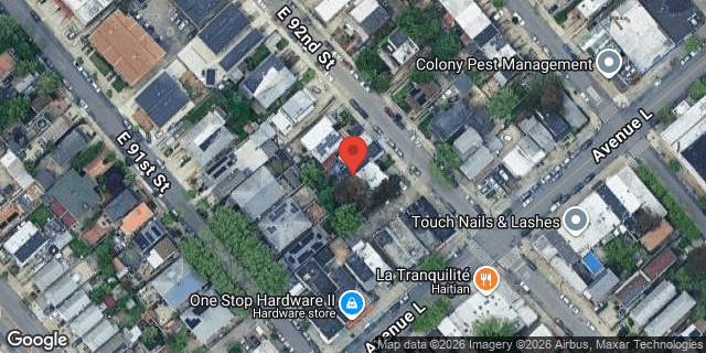 Aerial map of 1398 EAST 92 STREET, Brooklyn