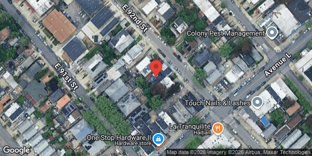 Aerial map of 1396 EAST 92 STREET, Brooklyn