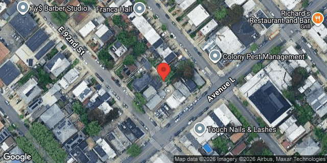 Aerial map of 1407 EAST 93 STREET, Brooklyn