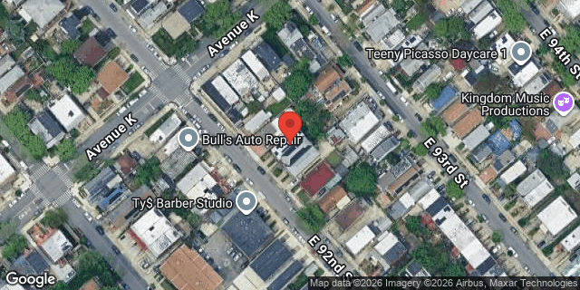 Aerial map of 1353 EAST 92 STREET, Brooklyn