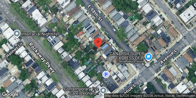 Aerial map of 1332 EAST 98 STREET, Brooklyn