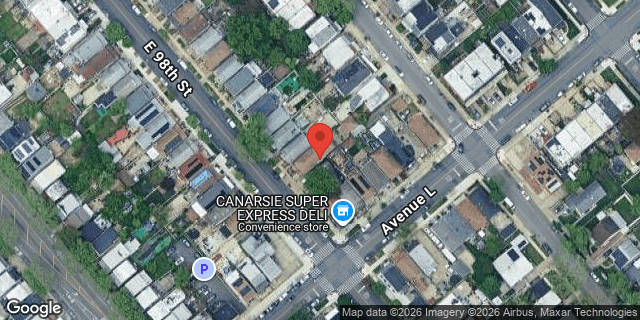 Aerial map of 1341 EAST 98 STREET, Brooklyn