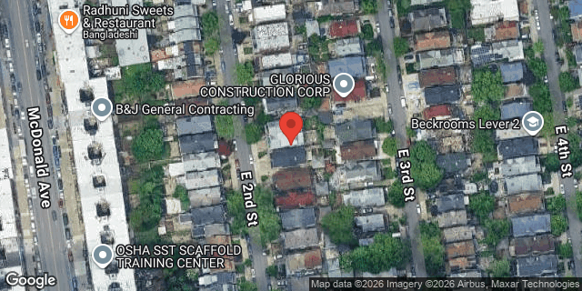 Aerial map of 387 EAST 2 STREET, Brooklyn