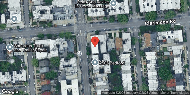 Aerial map of 2491 CLARENDON ROAD, Brooklyn