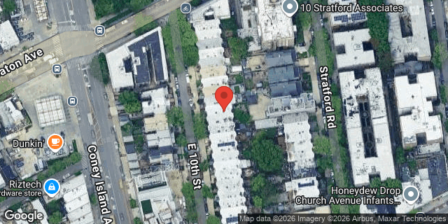 Aerial map of 25 EAST 10 STREET, Brooklyn