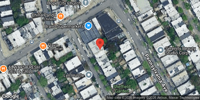 Aerial map of 647 SHEFFIELD AVENUE, Brooklyn