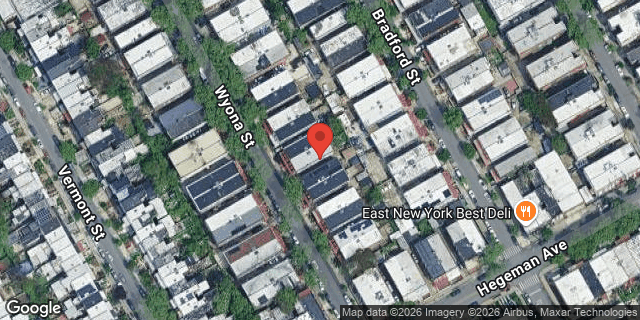 Aerial map of 689 WYONA STREET, Brooklyn