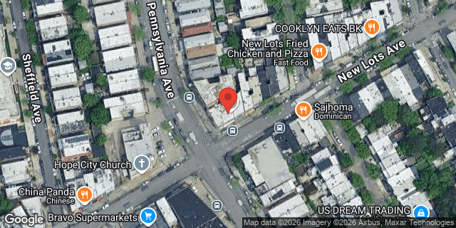 Aerial map of 389 NEW LOTS AVENUE, Brooklyn