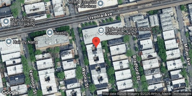 Aerial map of 557 WYONA STREET, Brooklyn