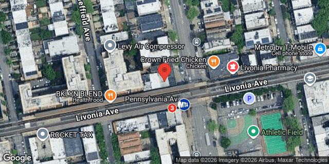 Aerial map of 621 LIVONIA AVENUE, Brooklyn