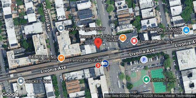 Aerial map of 623 LIVONIA AVENUE, Brooklyn