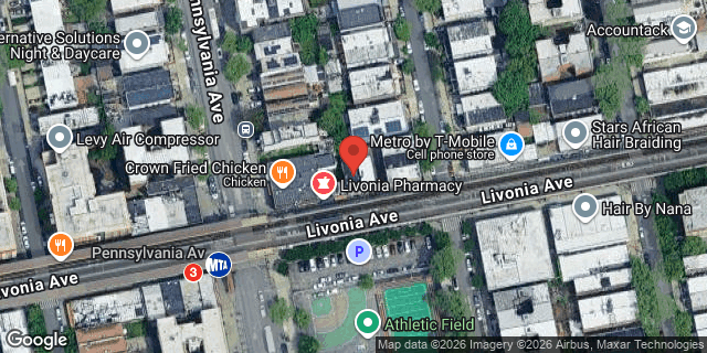 Aerial map of 637 LIVONIA AVENUE, Brooklyn