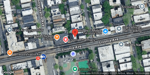 Aerial map of 639 LIVONIA AVENUE, Brooklyn