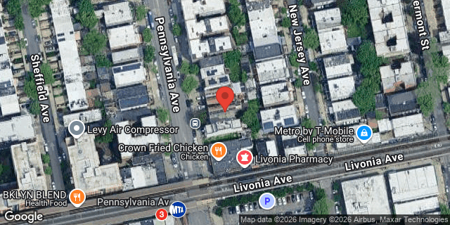 Aerial map of 495 PENNSYLVANIA AVENUE, Brooklyn