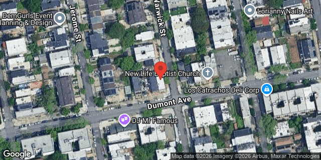 Aerial map of 923 DUMONT AVENUE, Brooklyn