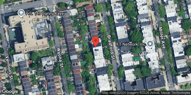 Aerial map of 398 BRADFORD STREET, Brooklyn