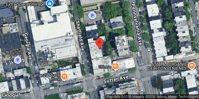 Aerial map of 307 SHEFFIELD AVENUE, Brooklyn