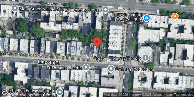 Aerial map of 1443 LINCOLN PLACE, Brooklyn