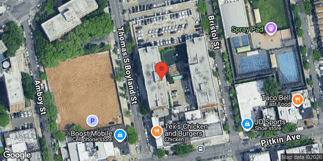 Aerial map of 445 THOMAS S BOYLAND ST, Brooklyn