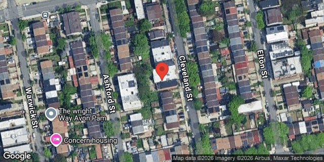 Aerial map of 578 CLEVELAND STREET, Brooklyn