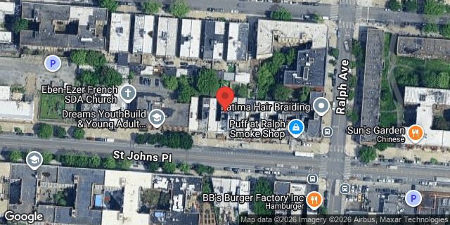 Aerial map of 1627 ST JOHNS PLACE, Brooklyn
