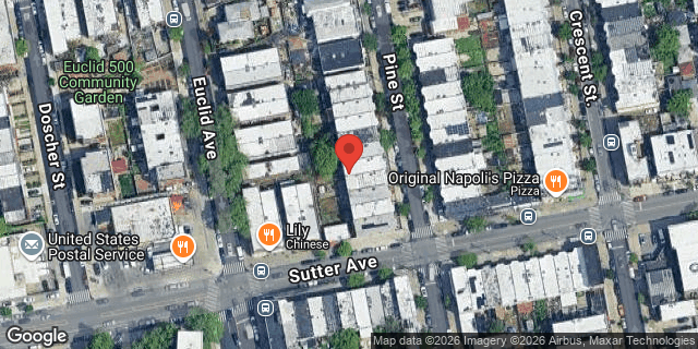 Aerial map of 498 PINE STREET, Brooklyn