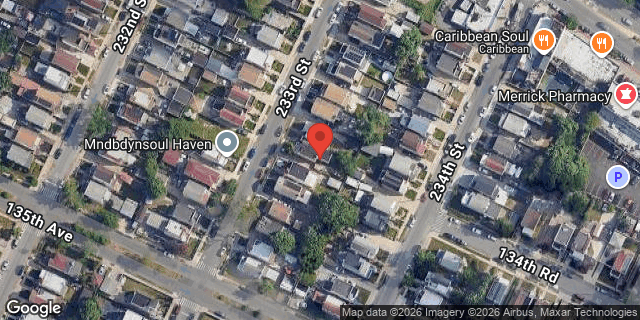 Aerial map of 134-39 233 STREET, Queens