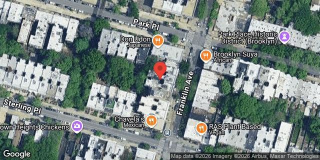 Aerial map of 726 FRANKLIN AVENUE, Brooklyn