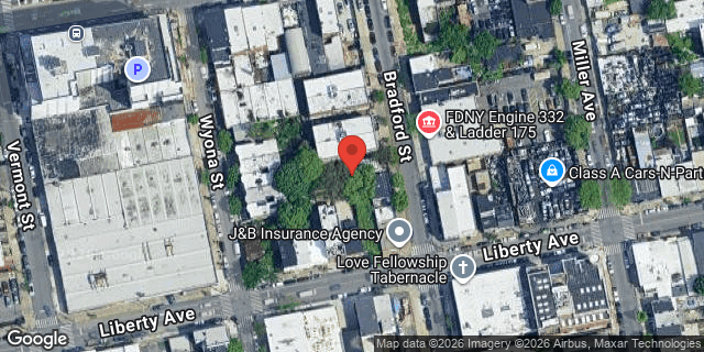 Aerial map of 168 BRADFORD STREET, Brooklyn