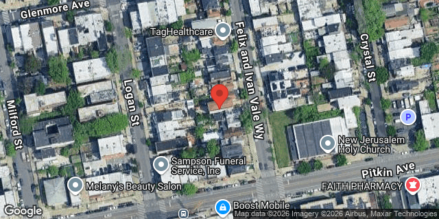 Aerial map of 194 FOUNTAIN AVENUE, Brooklyn