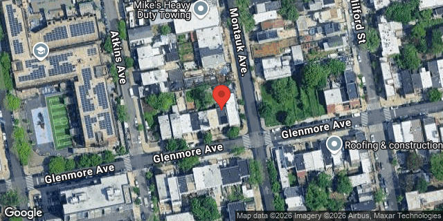 Aerial map of 855 GLENMORE AVENUE, Brooklyn