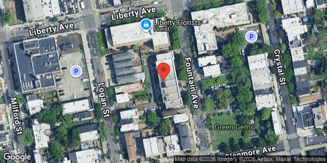 Aerial map of 136 FOUNTAIN AVENUE, Brooklyn